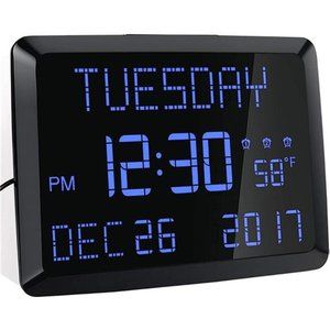 Digital Wall Clock, 11.5" Extra Large Display Calendar Alarm Day Clock with Date